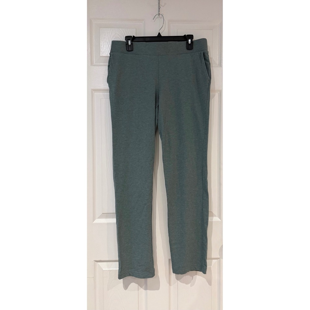 Pure Jill Affinity French Terry Slim Leg Pants Green Heathered Pima Cotton M